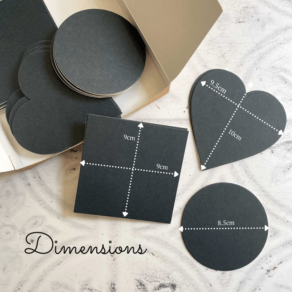 Dimensions for our Mixed shape mountboard packs  